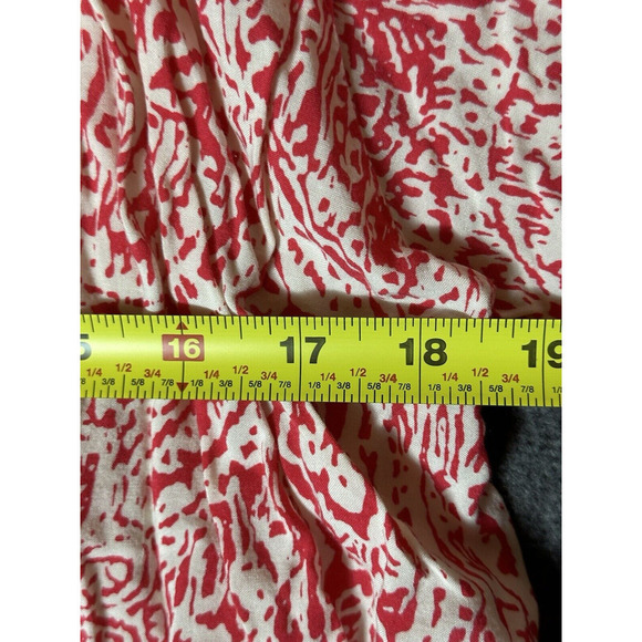 Altar’d State Shirt Womens Size Medium Red Beige Flowy Flutter Top Cottagecore - Picture 8 of 8